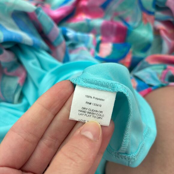 Show Me Your Mumu Reese Ruffle Midi Dress in Hibiscus Punch Crinkle Sz M - Picture 13 of 13